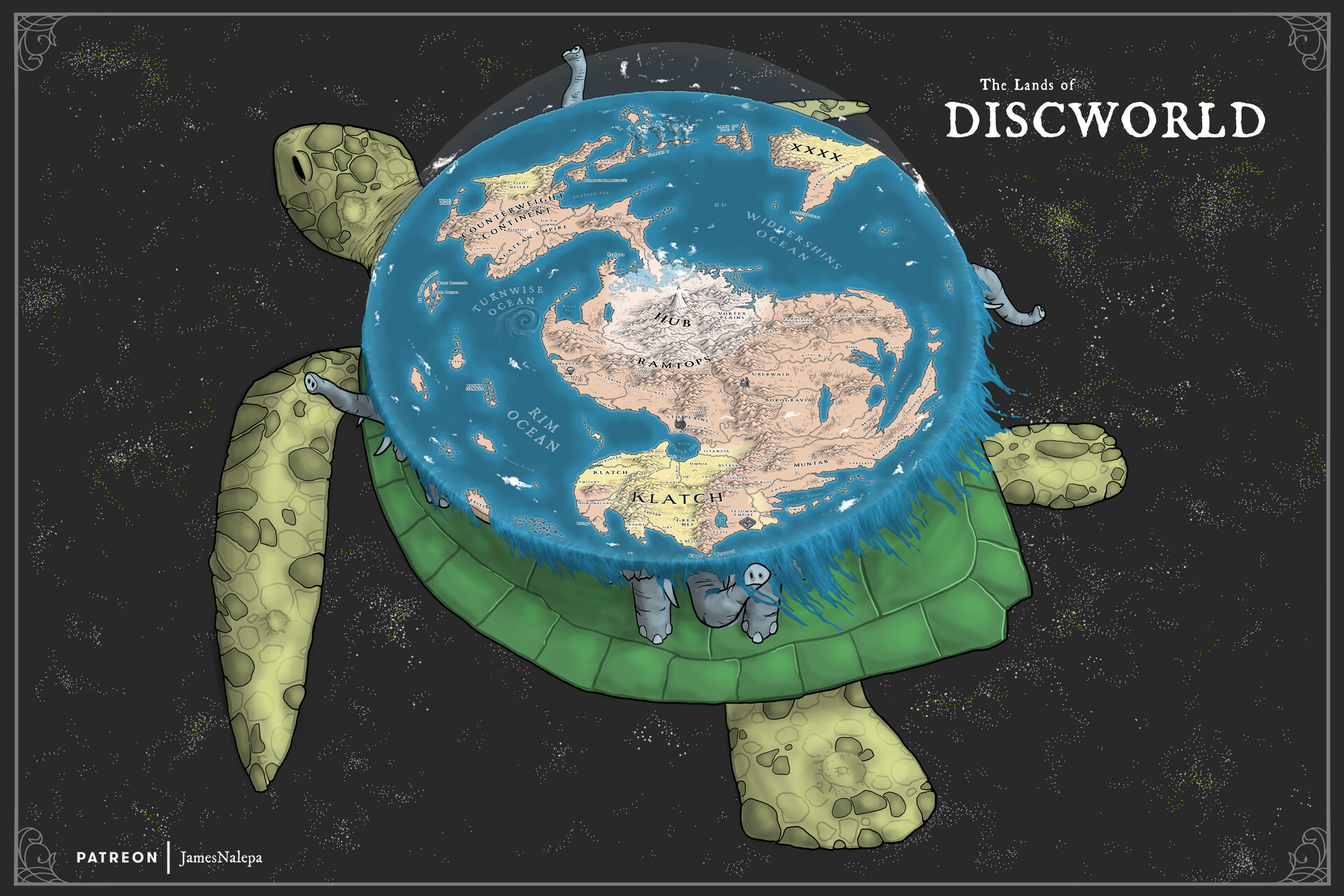map of discworld held by turtle